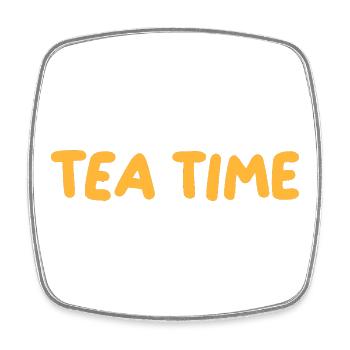 Retro Orange Tea Time - Viereckiger Kühlschrankmagnet - Weiß - Vorne