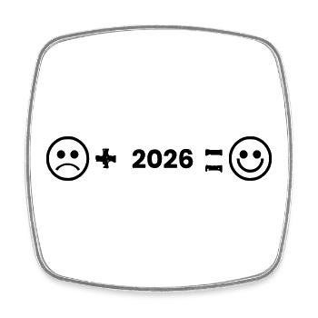 gluecklich_2026 - Square fridge magnet - white - Front