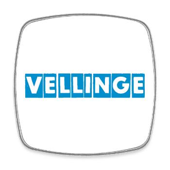 Vellinge – Blue Text Design - Square fridge magnet - white - Front