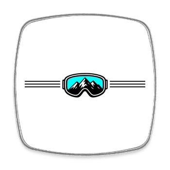 Skibrille Ski Berge - Viereckiger Kühlschrankmagnet - Weiß - Vorne