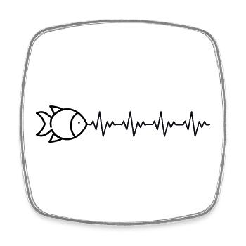 Pêche au poisson, pêcheur, pêcheur, ECG, battement de cœur - Magnet carré - blanc - Devant
