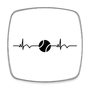 Battement de cœur ECG de tennis balle de tennis - Magnet carré - blanc - Devant