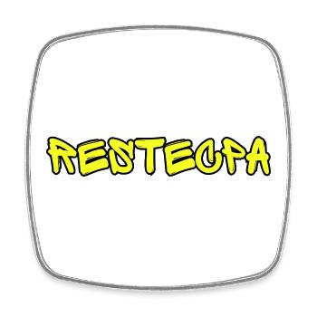 RESTECPA – Lustiges Straßen-Slang-Textdesign Graffiti - Viereckiger Kühlschrankmagnet - Weiß - Vorne