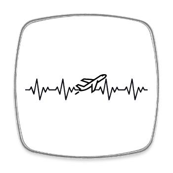 Battement cardiaque ECG du pilote d’avion - Magnet carré - blanc - Devant