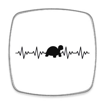 Battement du cœur ECG de tortue - Magnet carré - blanc - Devant