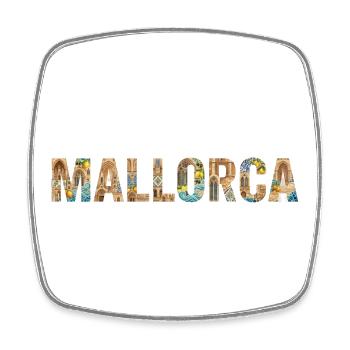 Mallorca Typografie mit mediterraner Architektur - Viereckiger Kühlschrankmagnet - Weiß - Vorne