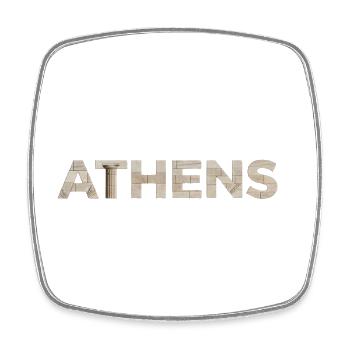 ATHENS – Marble Architectural Typography - Square fridge magnet - white - Front