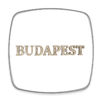 BUDAPEST – Architectural Stone Typography - Viereckiger Kühlschrankmagnet - Weiß - Vorne