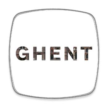GHENT – Gothic Brick Typography - Square fridge magnet - white - Front