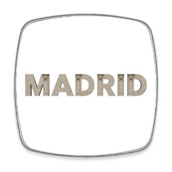 Madrid Architektur Typografie - Viereckiger Kühlschrankmagnet - Weiß - Vorne