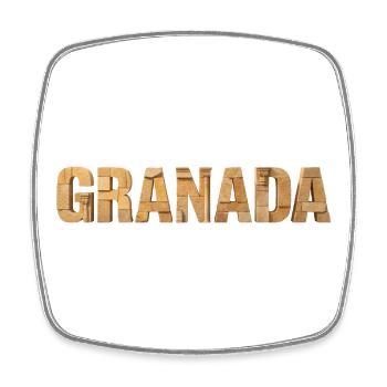 Granada Architektur Typografie - Viereckiger Kühlschrankmagnet - Weiß - Vorne
