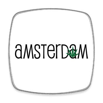 Amsterdam - Cannabis - Weed - Magnet carré - blanc - Devant