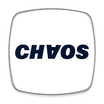 CHAOS - Viereckiger Kühlschrankmagnet - Weiß - Vorne
