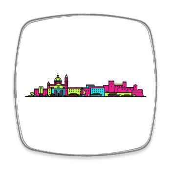 Bari City Skyline Old Town Modern Line Art - Viereckiger Kühlschrankmagnet - Weiß - Vorne