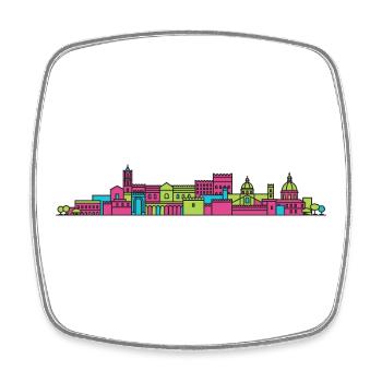 Palermo City Skyline Kathedrale Moderne Linienkunst - Viereckiger Kühlschrankmagnet - Weiß - Vorne