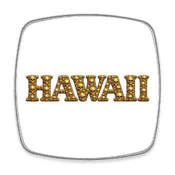 Goldene Totenkopf Hawaii Schrift - Viereckiger Kühlschrankmagnet - Weiß - Vorne