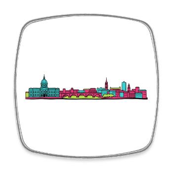 Toulouse City Skyline Basilique Linienzeichnung - Viereckiger Kühlschrankmagnet - Weiß - Vorne