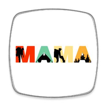 Mama Camping Retro Sunset Hiking Silhouette - Viereckiger Kühlschrankmagnet - Weiß - Vorne