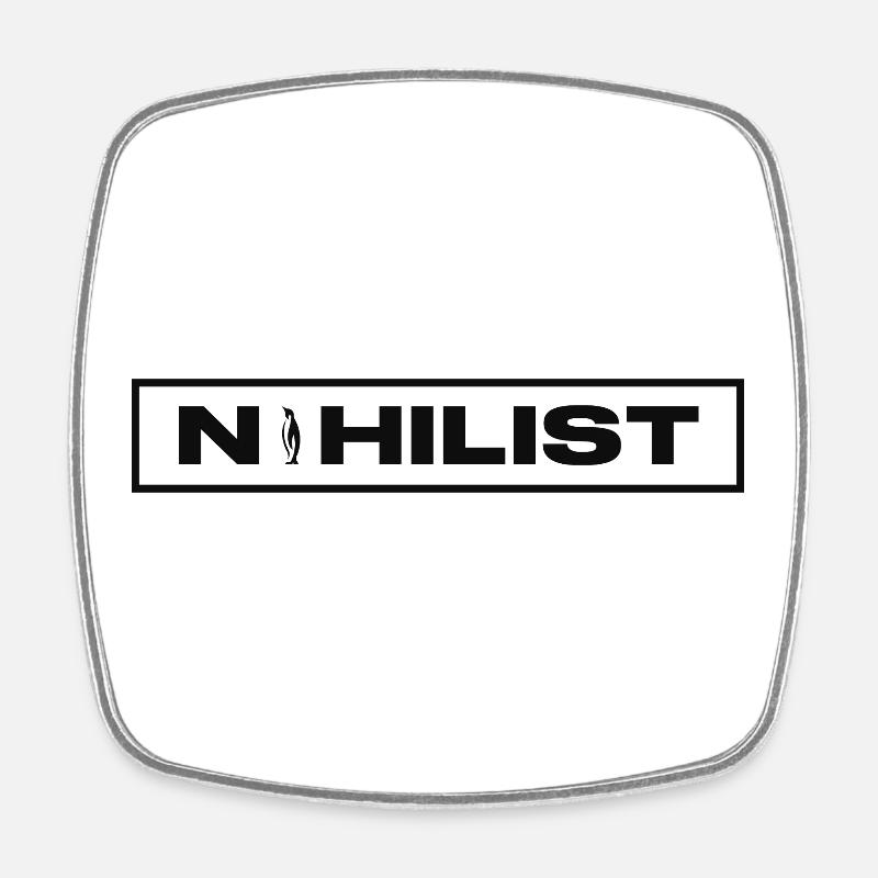 NIHILIST_PENGUIN_DARK - Magnet carré - blanc