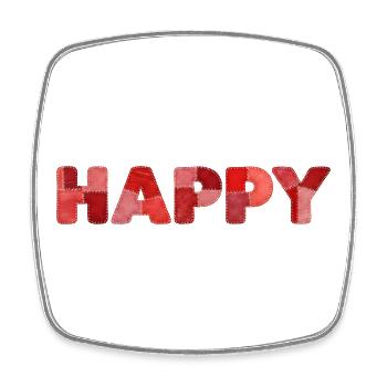 HAPPY Patchwork Embroidery Latest Trend - Square fridge magnet - white - Front