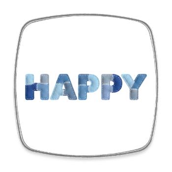 HAPPY Denim Patchwork New Trend - Square fridge magnet - white - Front