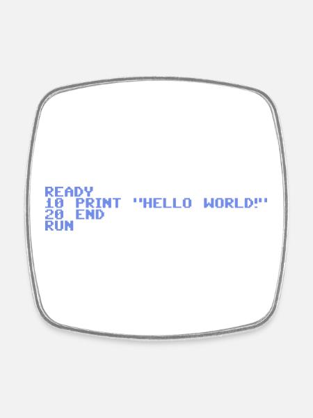 Retro Pixel Hello World - Viereckiger Kühlschrankmagnet - Weiß