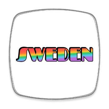 Gay Sweden Rainbow Typografie - Viereckiger Kühlschrankmagnet - Weiß - Vorne