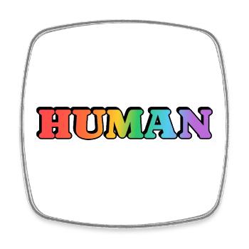MENSCHLICHER Regenbogentext schwuler LGBT-Stolz - Viereckiger Kühlschrankmagnet - Weiß - Vorne