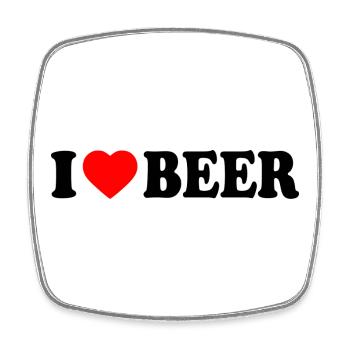 I love beer - Viereckiger Kühlschrankmagnet - Weiß - Vorne