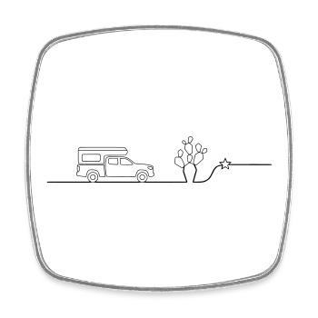 Art en ligne Van Camper Desert Cactus - Magnet carré - blanc - Devant