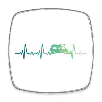 Campervan Heartbeat Camping T-Shirt - Square fridge magnet - white - Front