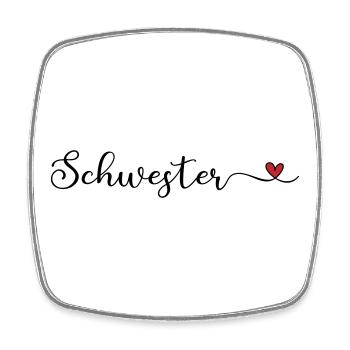 Schwesterherz - Viereckiger Kühlschrankmagnet - Weiß - Vorne