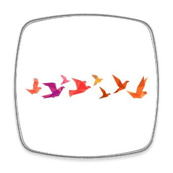 Migration des oiseaux en origami (rouge) - Magnet carré - blanc - Devant