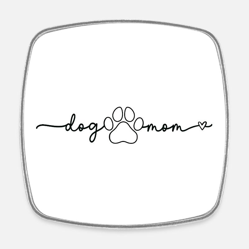 Dog Mom Paws Script Design Mom - Square fridge magnet - white