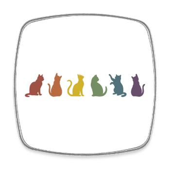 Bunte Pride Katzen Silhouetten  - Viereckiger Kühlschrankmagnet - Weiß - Vorne