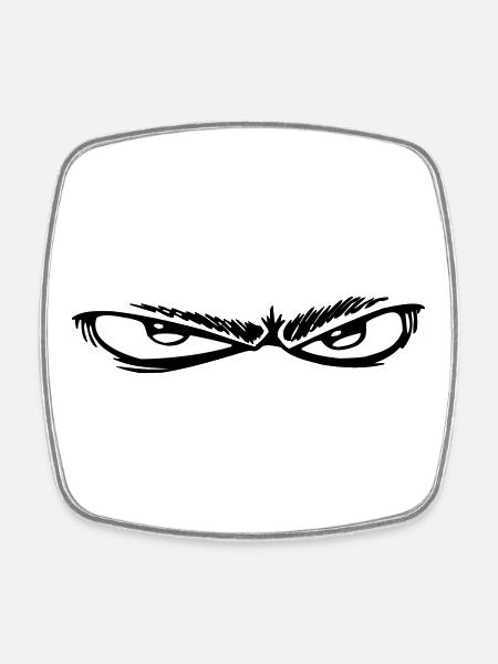 Night Eyes Black & White - Square fridge magnet - white