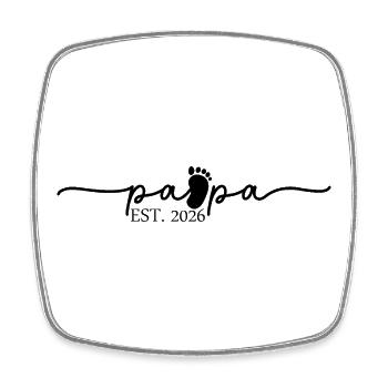 Papa Est.2026 Logo - Viereckiger Kühlschrankmagnet - Weiß - Vorne