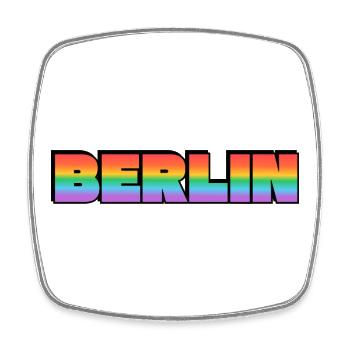 Berlin Rainbow Gradient Text LGBT - Square fridge magnet - white - Front