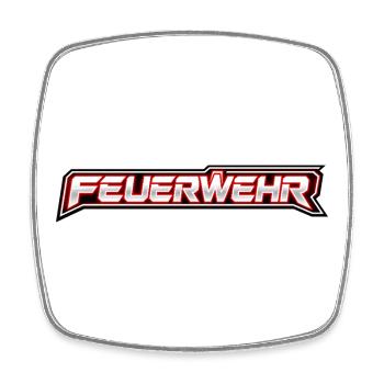 Feuerwehr Neon-Schriftzug - Viereckiger Kühlschrankmagnet - Weiß - Vorne