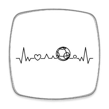 Boccia and petanque player heartbeat - Square fridge magnet - white - Front