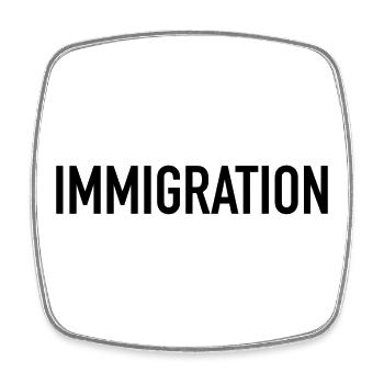 Immigration Typografie Statement - Viereckiger Kühlschrankmagnet - Weiß - Vorne
