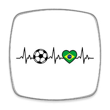 Brazil Football Heartbeat Flag Brasili - Square fridge magnet - white - Front