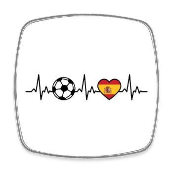 Spanien Fußball Herzschlag Spanien Flagge Spanisch - Viereckiger Kühlschrankmagnet - Weiß - Vorne