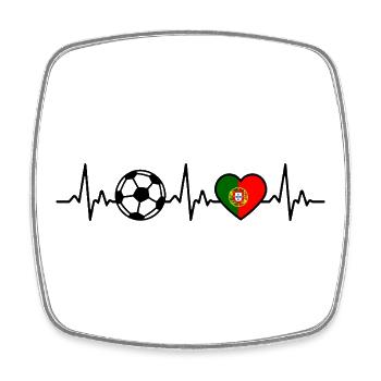 Portugal Fußball Herzschlag Flagge Portugiesisch - Viereckiger Kühlschrankmagnet - Weiß - Vorne