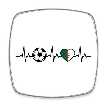Algeria Football Heartbeat Flag Algerian - Square fridge magnet - white - Front