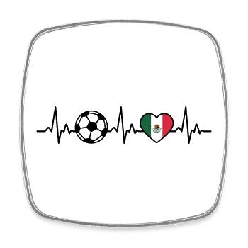 Mexico Soccer Heartbeat Drapeau mexicain - Magnet carré - blanc - Devant