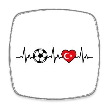 Türkei Fußball Herzschlag Flagge Türke Tuerkisch - Viereckiger Kühlschrankmagnet - Weiß - Vorne