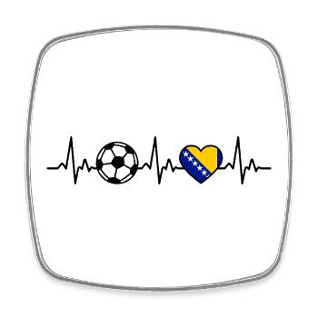 Bosnien und Herzegowina Fußball Herzschlag  - Viereckiger Kühlschrankmagnet - Weiß - Vorne