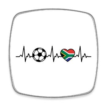 Football Sud-Afrique Heartbeat Drapeau sud-africain - Magnet carré - blanc - Devant