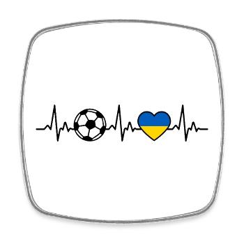Football ukrainien battement de cœur Drapeau ukrainien - Magnet carré - blanc - Devant